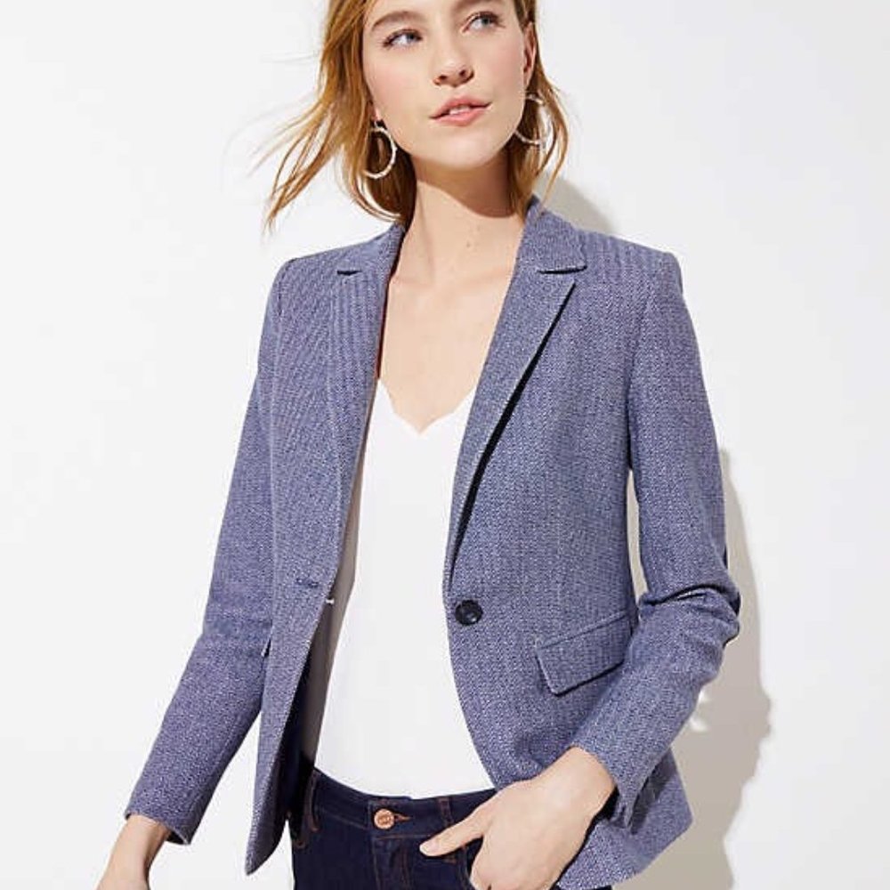 LOFT Herringbone Knit Modern Blazer